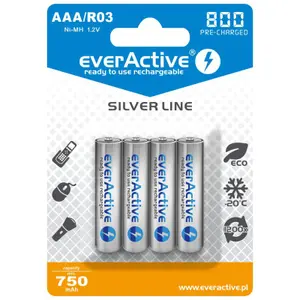 Set 4 acumulatori R3, AAA, Ni-MH, capacite 800 mAh, everActive Silverline
