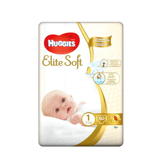 Scutece Elite Soft Marimea 1, 3 - 5kg, 50 bucati, Huggies