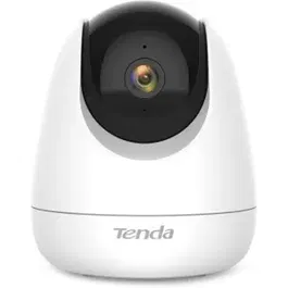 Camera de supraveghere Smart Tenda CP6, 360 grade, 2K, functie Baby Monitor, Night Vision, Detectie/urmarire inteligenta, Two-Way Audio, Alarma sonora si luminoasa, Control Vocal, Card Micro-SD/Stocare în cloud, Obturator pentru initimitate, Alb