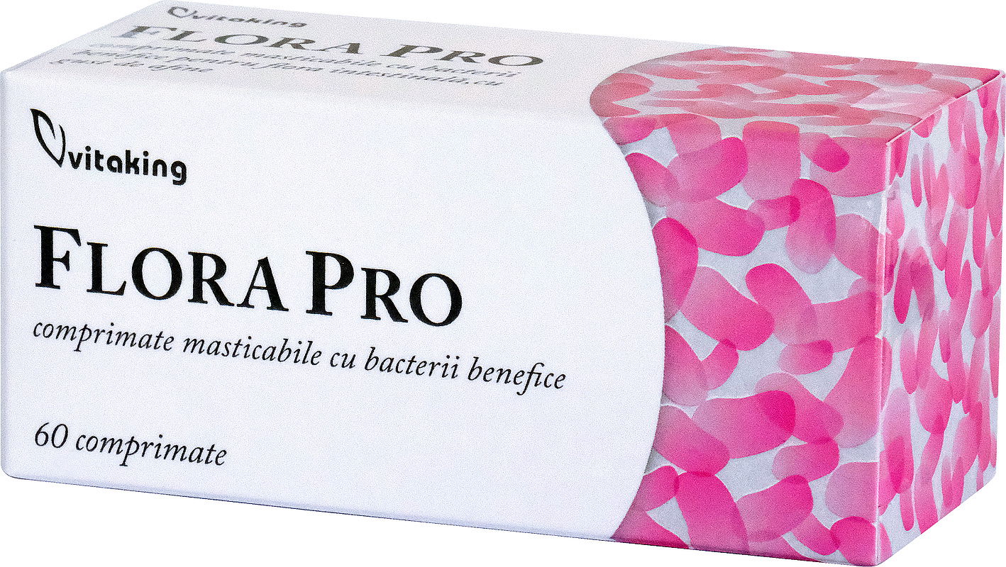 Flora Pro comprimate masticabile cu bacterii benefice, 60 comprimate, Vitaking
