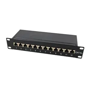 Panou de conexiuni , Lanberg , cat. 6 12 Porturi 1U , 10'' , negru