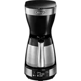 Cafetiera De’Longhi ICM16731, 1200W, Carafa termica din otel inoxidabil, Capacitate 1.25 L, 10 cesti, Ecran LCD, Timer, Selector Aroma, Sistem anti-picurare, Oprire automata, Inox/Negru
