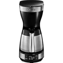 Cafetiera De’Longhi ICM16731, 1200W, Carafa termica din otel inoxidabil, Capacitate 1.25 L, 10 cesti, Ecran LCD, Timer, Selector Aroma, Sistem anti-picurare, Oprire automata, Inox/Negru