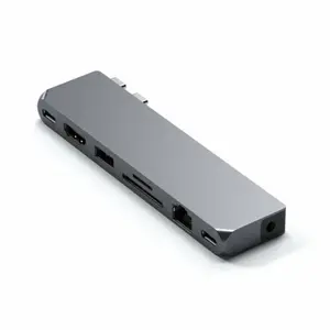 Hub multiport USB, Satechi, Compatibil cu Apple, HDMI 4K, Gri
