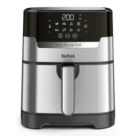 Friteuza fara ulei Tefal Easy Fry&Grill 2in1 EY505D15, 1400W, 4.2L, temperatura ajustabila, 8 programe, functie grill cu gratar incorporat, functie pentru deshidratare, tehnologie Extra Crisp, vas detasabil, Negru/argintiu