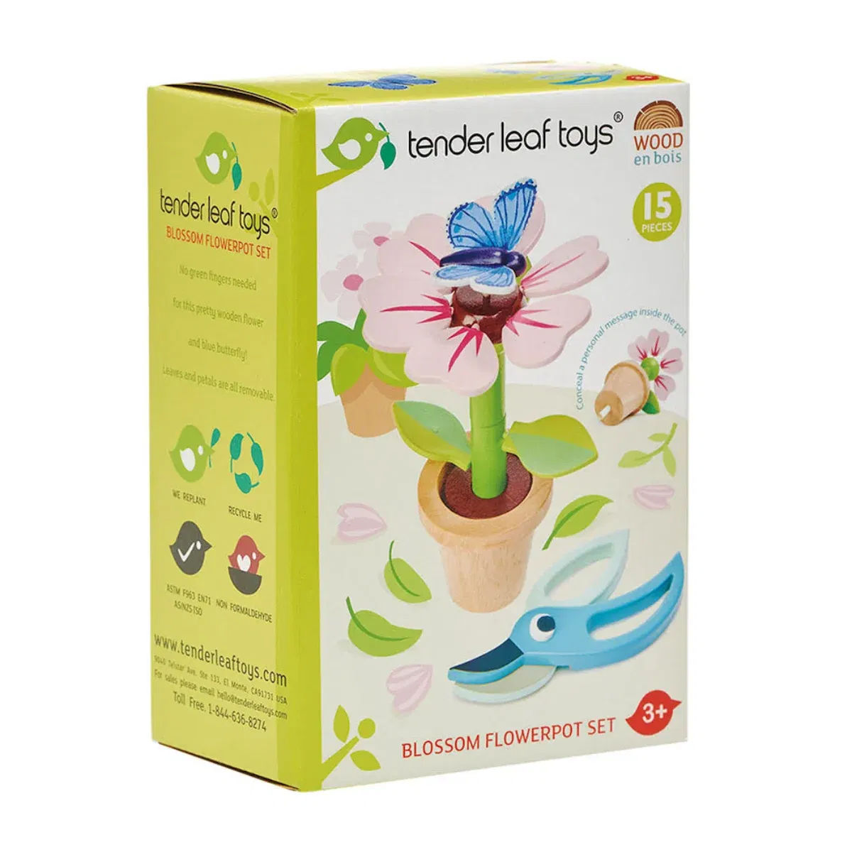 Floarea in ghiveci din lemn premium, Tender Leaf Toys, 15 piese