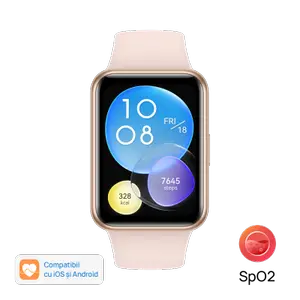 Ceas activity tracker Huawei Watch Fit 2, Display AMOLED 1.74", Bluetooth, Bratara Silicon, Rezistenta la apa, Microfon, Difuzor, Android/iOS (Roz)