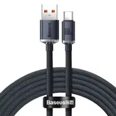 Cablu pentru incarcare si transfer de date Baseus Crystal Shine, USB/USB Type-C, 100W, 2m, Negru