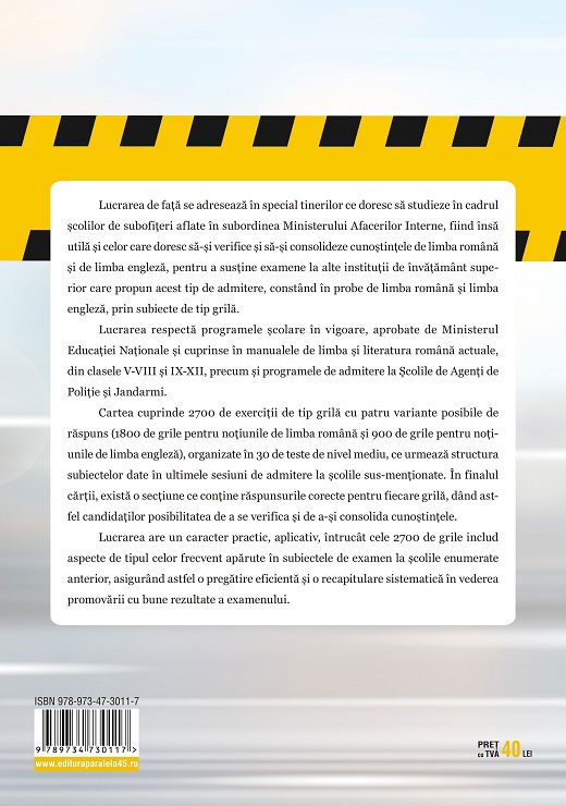 2700 de exercitii tip grila pentru admiterea in scolile de agenti de politie si subofiteri M.A.I. | Petronela Colbea, Mihaela Timingeriu
