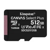 Card de memorie Kingston Canvas Select Plus microSDXC, 512GB, UHS-U3, Clasa 10, 100MB/s