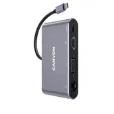 Docking Station CANYON CNS-TDS14 8 in 1 USB C, 1*HDMI, 1*VGA, 1* USB Type-C PD 100W PD, 3* USB3.0, 1*Gigabit Ethernet, 1*Jack 3.5mm (Gri)