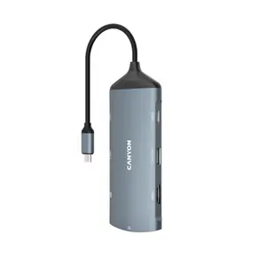 Docking Station Canyon CNS-TDS15 8 in 1, 1*HDMI, 1*Gigabit Ethernet, 1*USB-C PD3.0 60W, 1*USB-C PD3.0 100W, 2*USB3.1, 1*USB2.0, 1*SD (Gri)