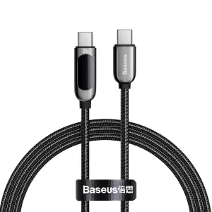 Cablu de date Baseus 6953156206571, USB-C - USB-C, 100W, 1m, Negru
