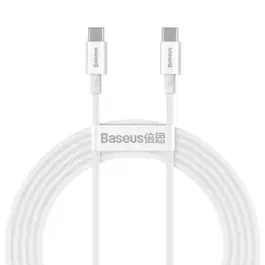 Cablu de date Baseus Superior CATYS-C02, USB-C - USB-C, QC, 100W, 5A, 2 m, Alb