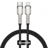 Cablu de date Baseus Cafule Metal, USB Type-C - Lightning, Power Delivery 20W, 25cm, Negru