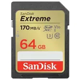 Card de memorie SanDisk Extreme SDXC, 64GB, UHS-I U3, Clasa 10, V30