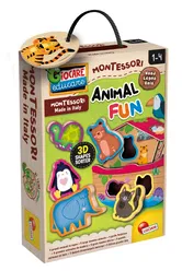 Puzzle din lemn, Lisciani, Baby Montessori, Animale, 5 piese