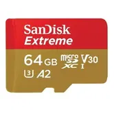 Card de memorie SanDisk Extreme MicroSDXC, 64GB, UHS-I U3, Clasa 10, V30 + Adaptor SD