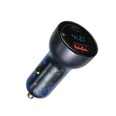 Incarcator Auto Baseus Dual Quick Charger Particular Digital Display, 1 x USB, 1 x USB-C, 65W, Gri