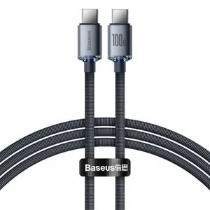Cablu de date Baseus Crystal Shine, USB Type-C - USB Type-C, PD 100W, 3A, 1.2m, Negru
