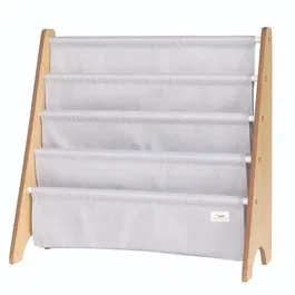 Raft organizator de carti pentru copii, 3 Sprouts, material reciclat, Gri