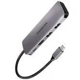 Hub USB AXAGON HMC-5, 2x USB-A, HDMI, SD/microSD, USB 3.2, PD 100W, 20cm USB-C (Gri)