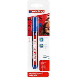 Marker Edding 330 permanent, varf retezat, 1-5 mm, albastru