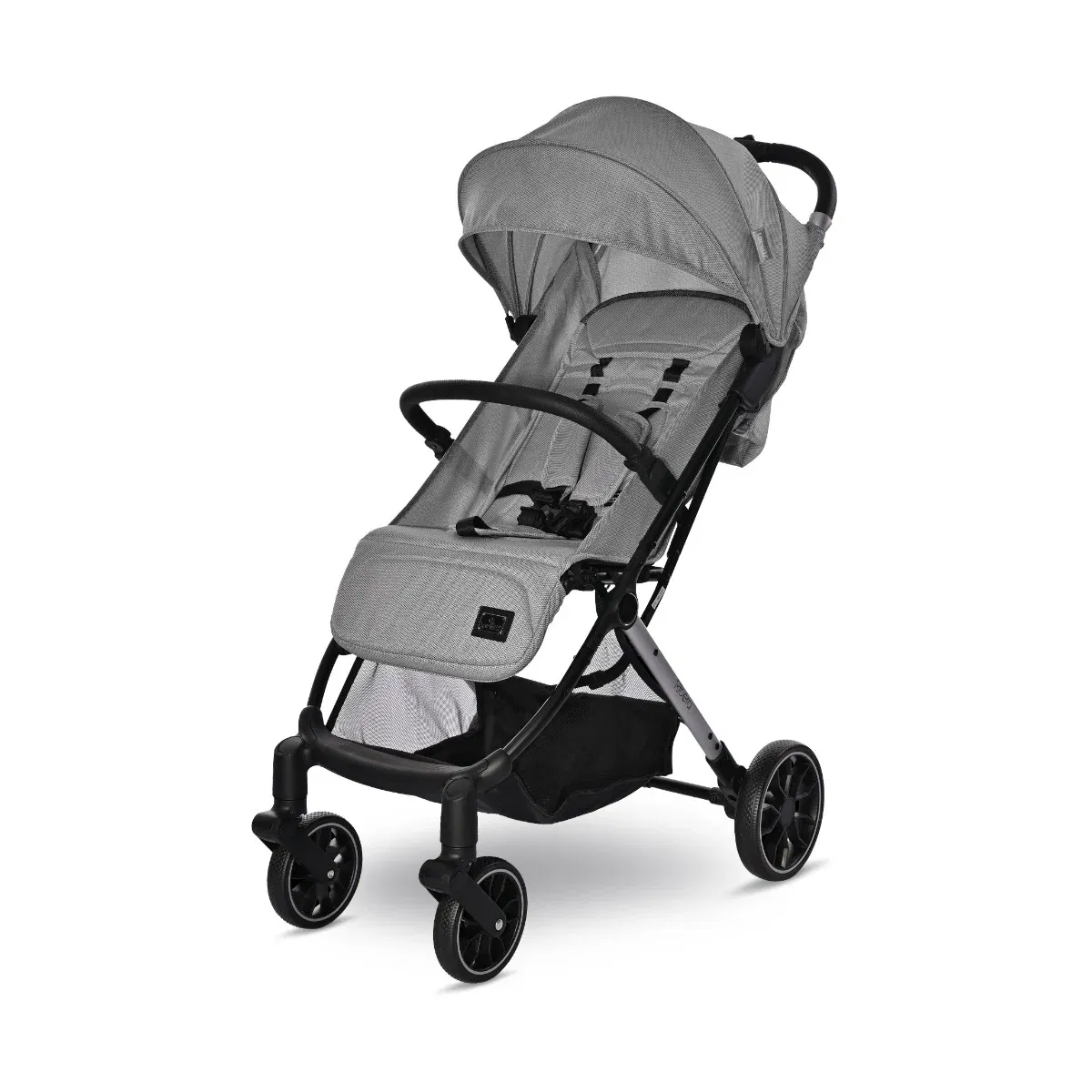 Carucior pentru nou-nascut, Lorelli Ribera, tip troler, dimensiuni compatibile avion, Grey Icy