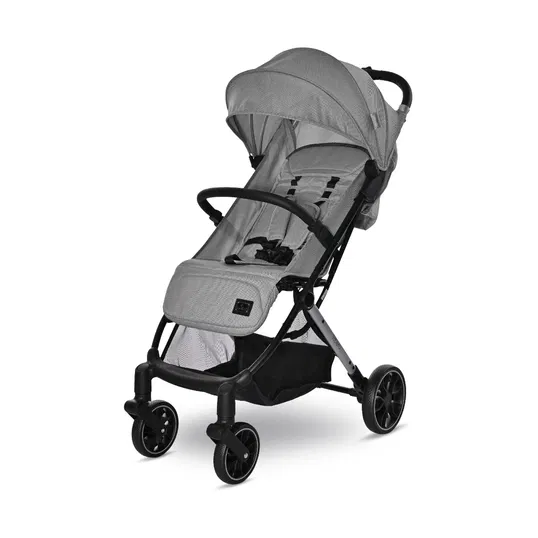 Carucior pentru nou-nascut, Lorelli Ribera, tip troler, dimensiuni compatibile avion, Grey Icy