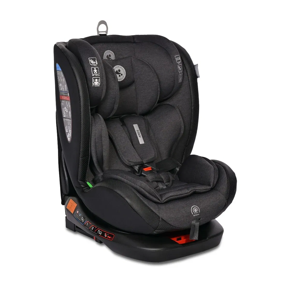 Scaun auto, Lorelli Ares, Isofix, i-Size, rotativ 360 grade, 40-150 cm, 0 luni-12 ani, Black