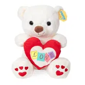 Ursulet de plus cu inima, Puffy Friends, Alb, 30 cm