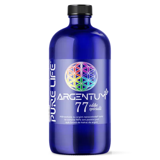 ARGENTUM+ ediţie specială 77ppm, Argint Coloidal Ionic, 480ml, Pure Life