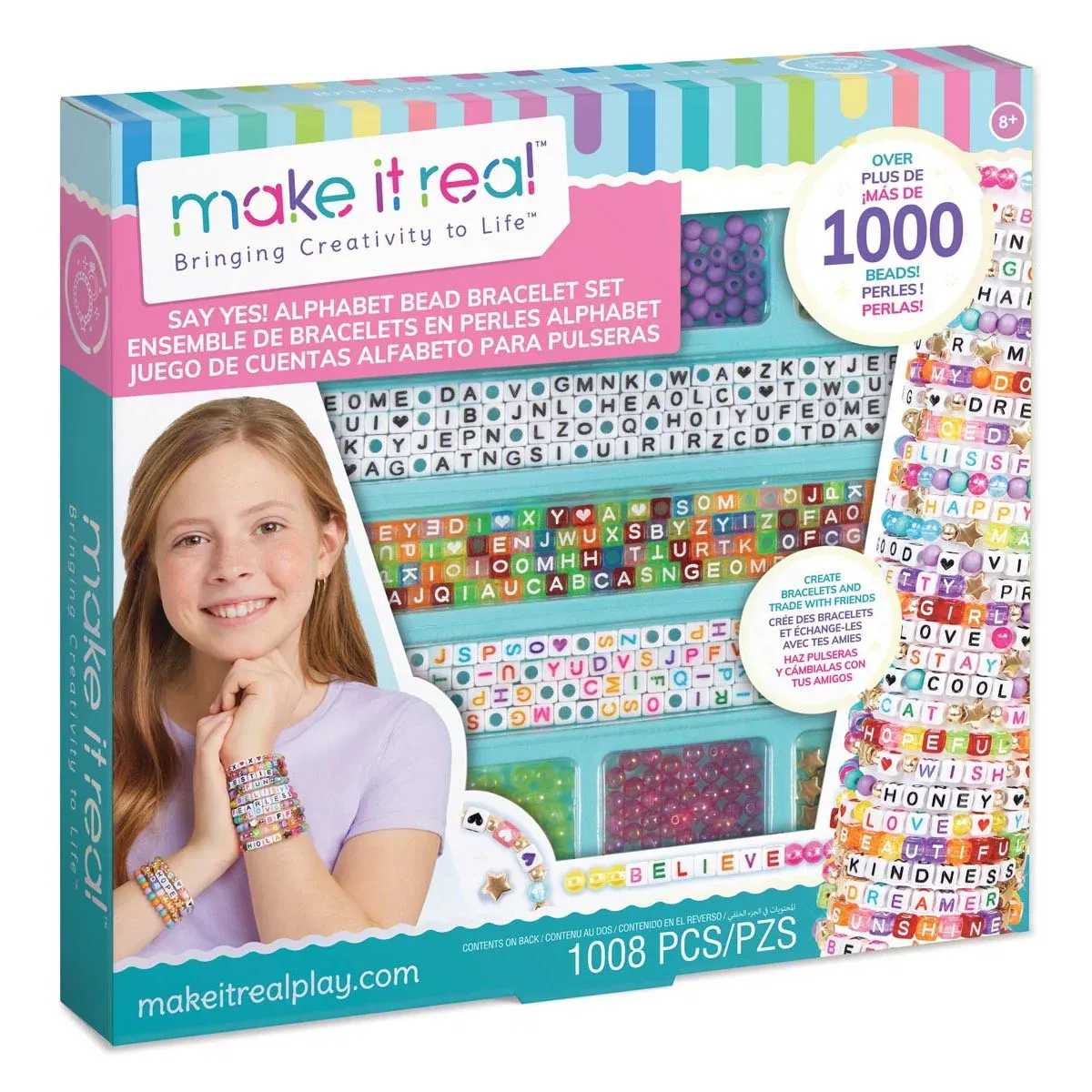Set de creare bratari, Make It Real, Say Yes Alphabet Bead Bracelet, 1008 piese