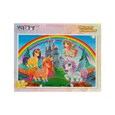 Puzzle Witty Puzzlezz, 100 piese, Unicorni si curcubeu