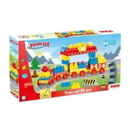 Set de constructie cu trenulet DOLU, 89 piese
