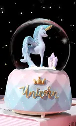 Glob de zapada cu lumini si muzica, Sunman, Unicorn, Albastru