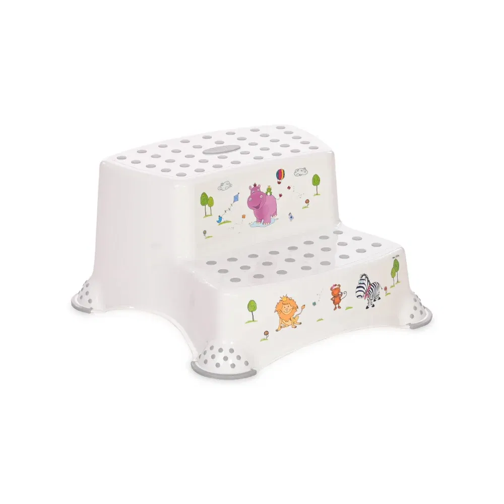 Inaltator dublu pentru baie, antiderapant, Lorelli, Hippo White Grey