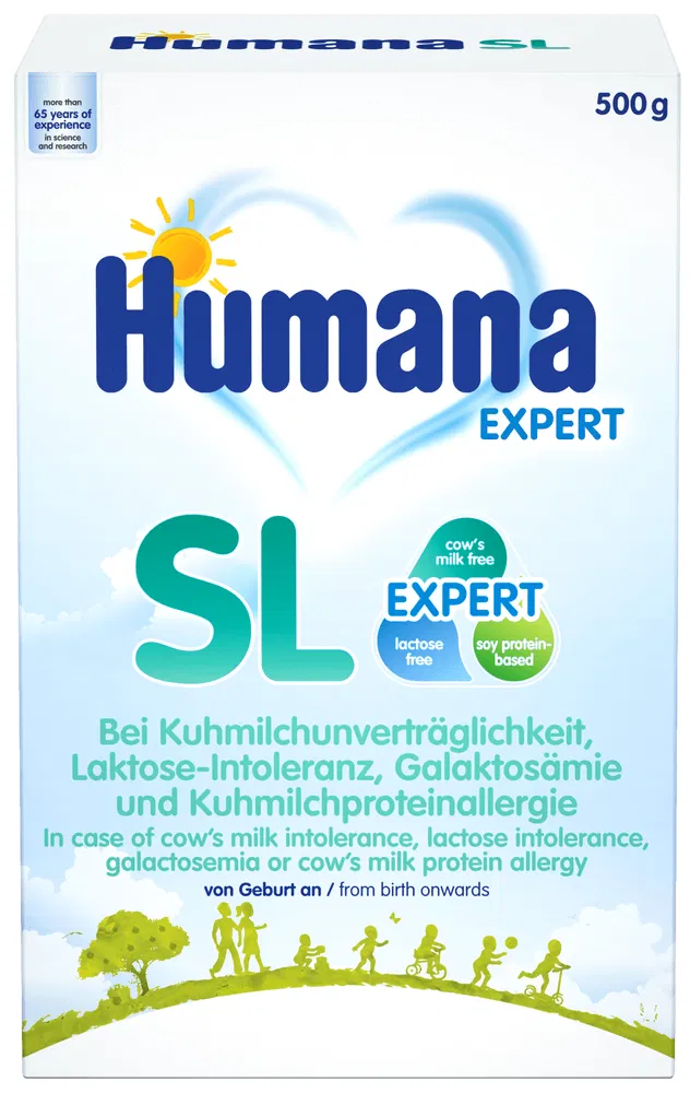 Formulă specială de lapte pe bază de soia SL, +0 luni, 500 g, Humana