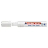 Marker pentru sticla Edding 4090, creta lichida pe baza de apa, varf retezat, 4-15 mm, alb