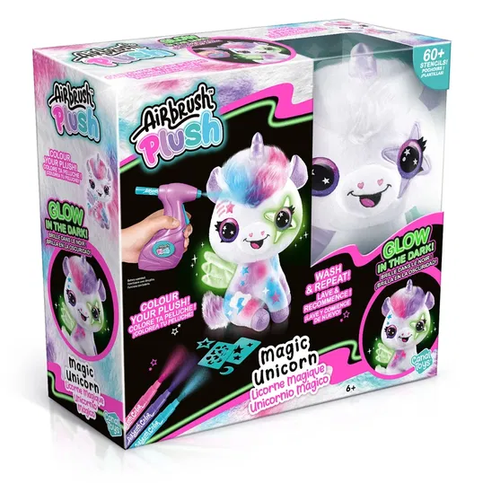 Jucarie de plus de colorat, Airbrush Plush, Glow in the dark, Magic Unicorn