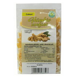 Ghimbir confiat cuburi, 100 gr, Herbal Sana