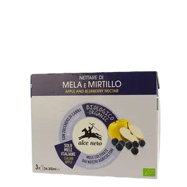 Nectar organic din mere si afine, 3x 200 ml, Alce Nero