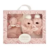 Set botosei si jucarie de plus, Doudou, Iepuras, Roz
