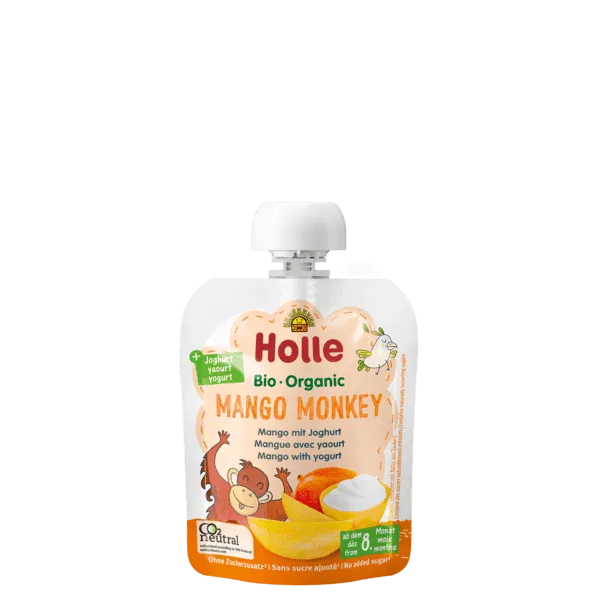 Piure Bio de Mango cu iaurt Mango Monkey, 85g, Holle