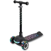 Trotineta pliabila, Action One Dots, cu lumina frontala, muzica si roti luminoase, Negru