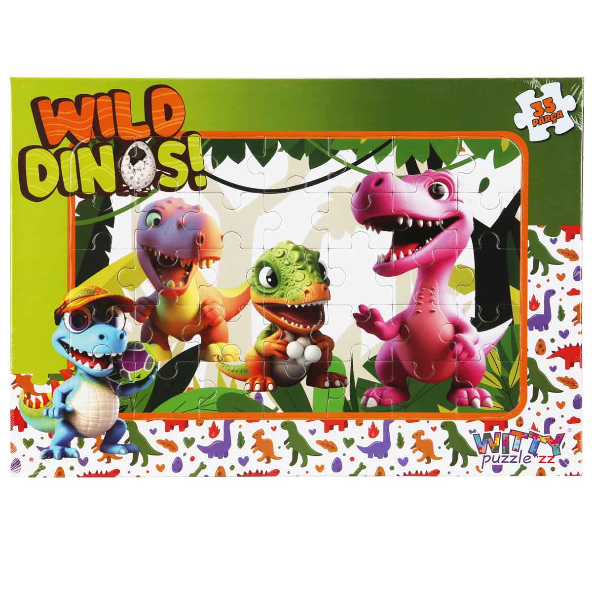 Puzzle Witty Puzzlezz, Dinozaurul roz si prietenii sai, 35 piese
