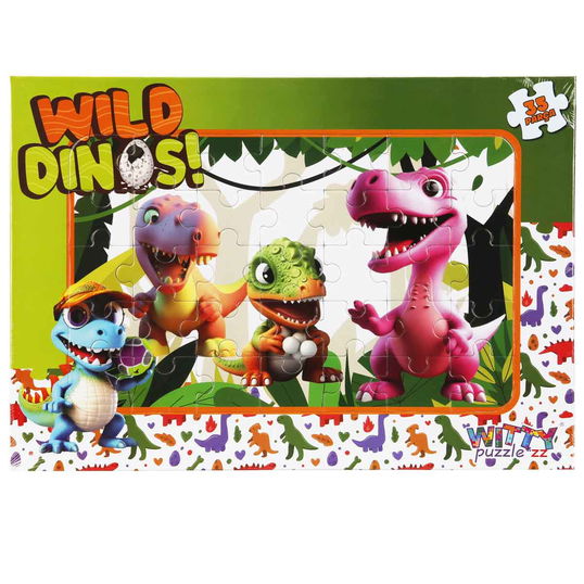 Puzzle Witty Puzzlezz, Dinozaurul roz si prietenii sai, 35 piese