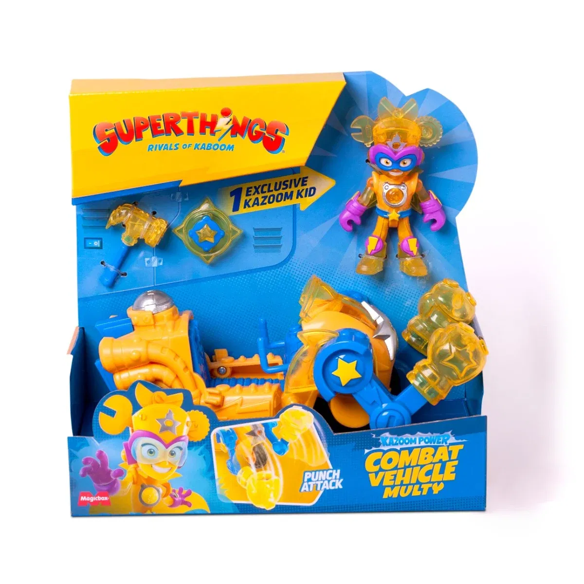 Set vehicul cu figurina Superthings, Kazoom Power, Kid Multy