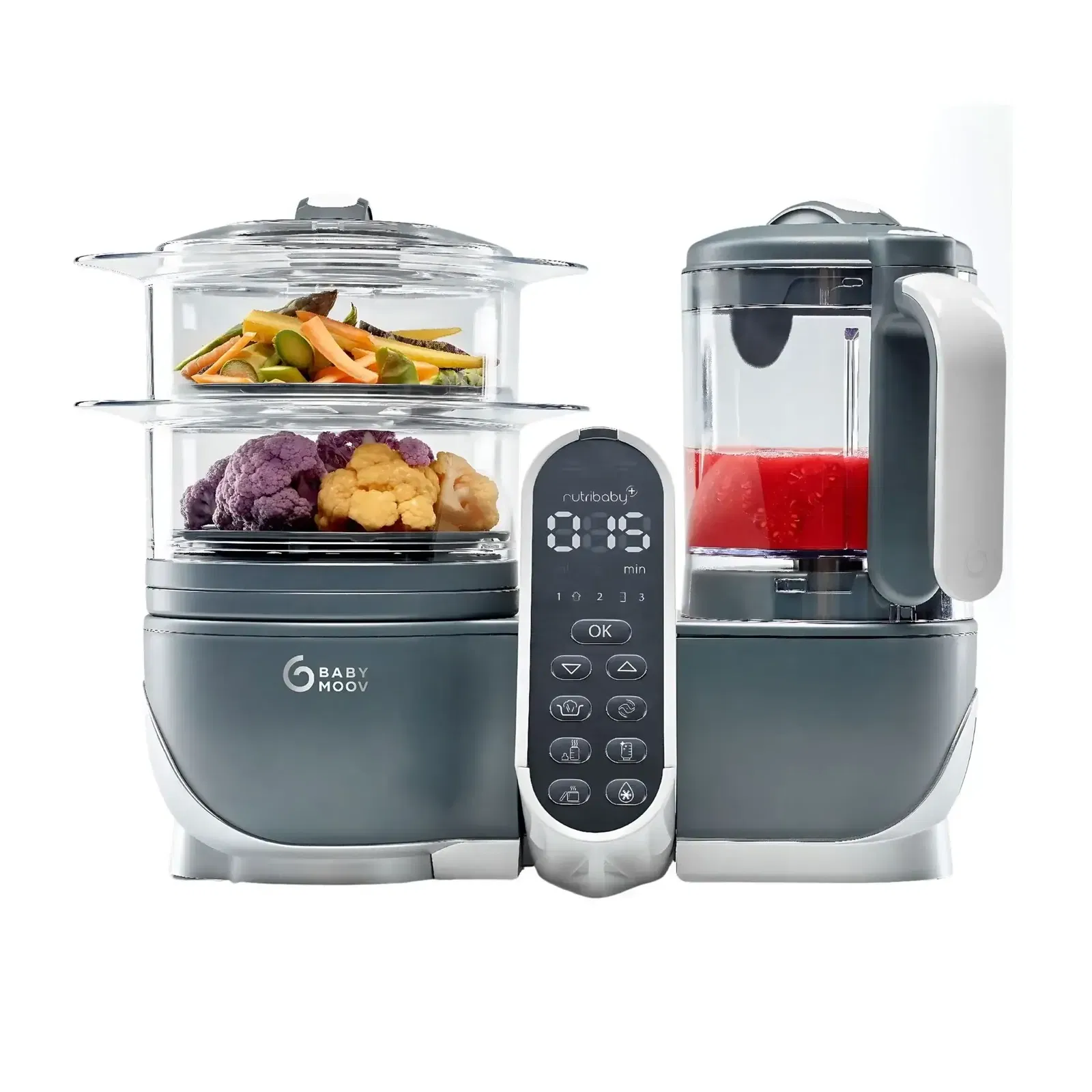 Robot multifuncțional 5 in 1 Nutribaby+ Grey, BabyMoov