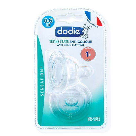 Set 2 tetine din silicon cu gat larg si functie senzoriala anti-colici, Debit 1, 0-6 luni, Dodie